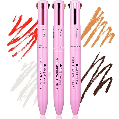 3 Pieces 4 in 1 Makeup Pen Eyebrow Pencil Eye Liner Lip Liner Highlighter BOHAN BASICS