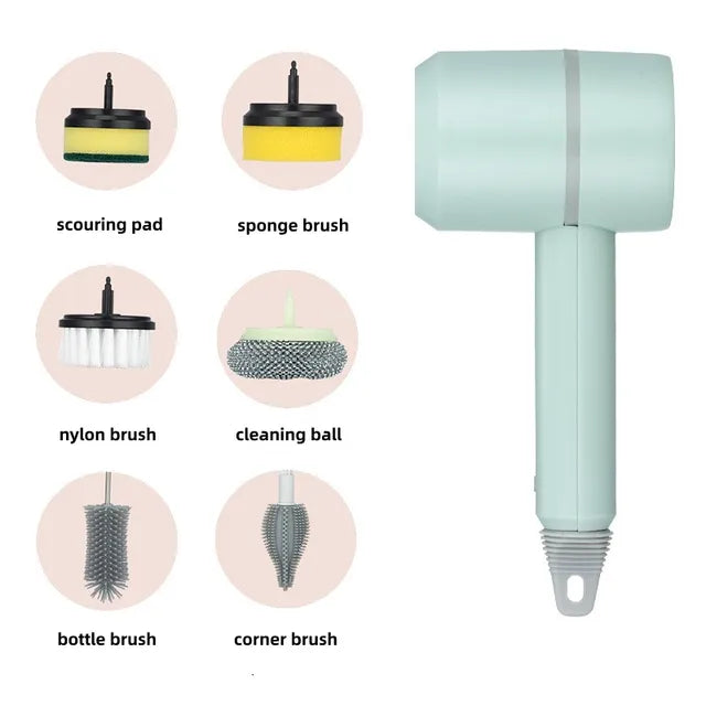 Kitchen Dishwashing Brush Spin Scrubber Electric Cleaning Brush