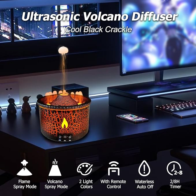 Volcano Humidifier with Flame & Volcano Mist Mode BOHAN BASICS