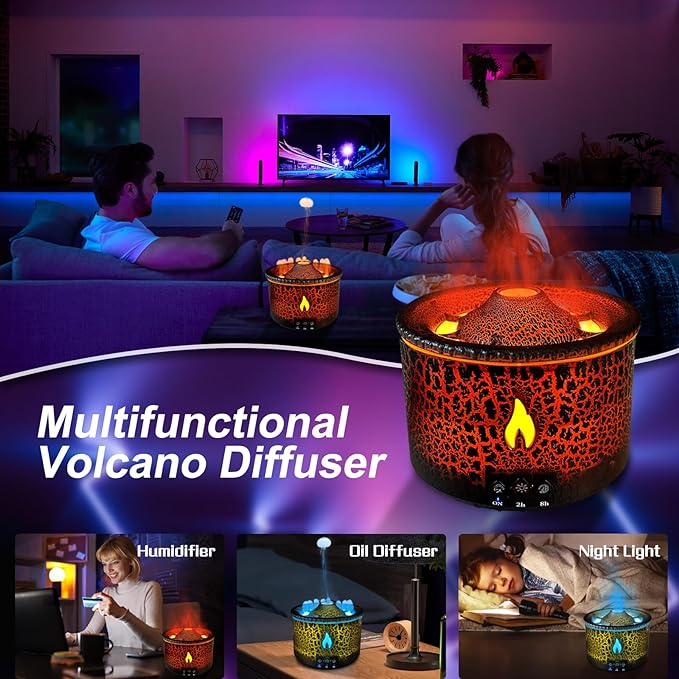 Volcano Humidifier with Flame & Volcano Mist Mode BOHAN BASICS